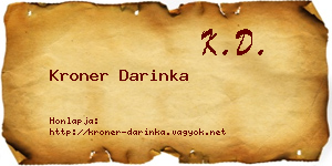 Kroner Darinka névjegykártya